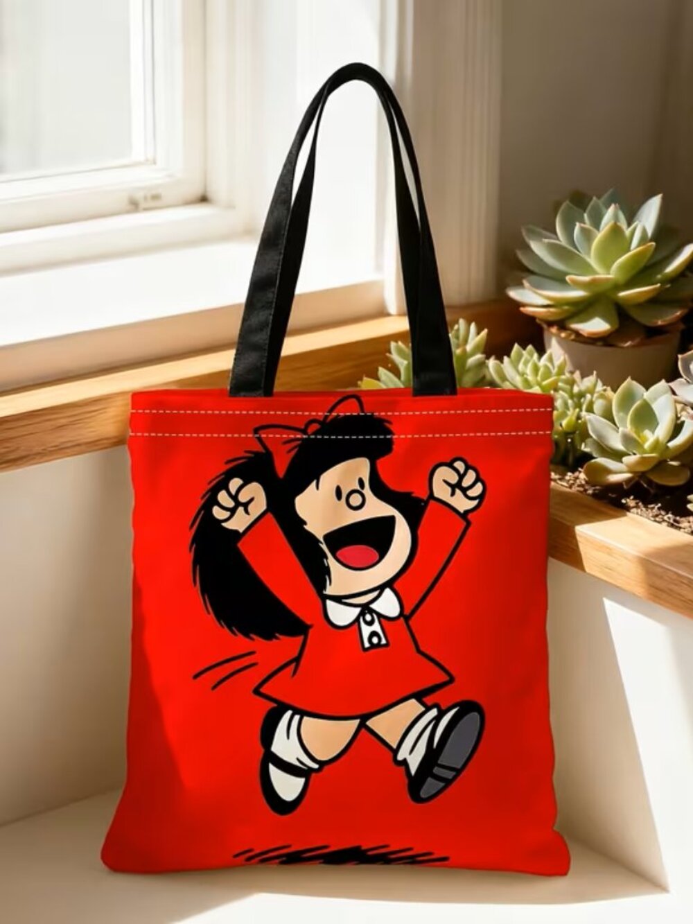 New Soft Polyester 2D Printed Retro Novelty Tote Bag 13 x 15~ Mafalda